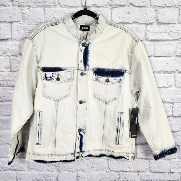 Hudson Bandit‎ Trucker Jean Jacket Women's Size Small Bleach Washed Blue Denim - Picture 1 of 13